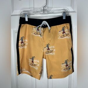 lost board shorts Skeleton Surfing Surfboard Swim Trunks Yellow Men’s Size 28
